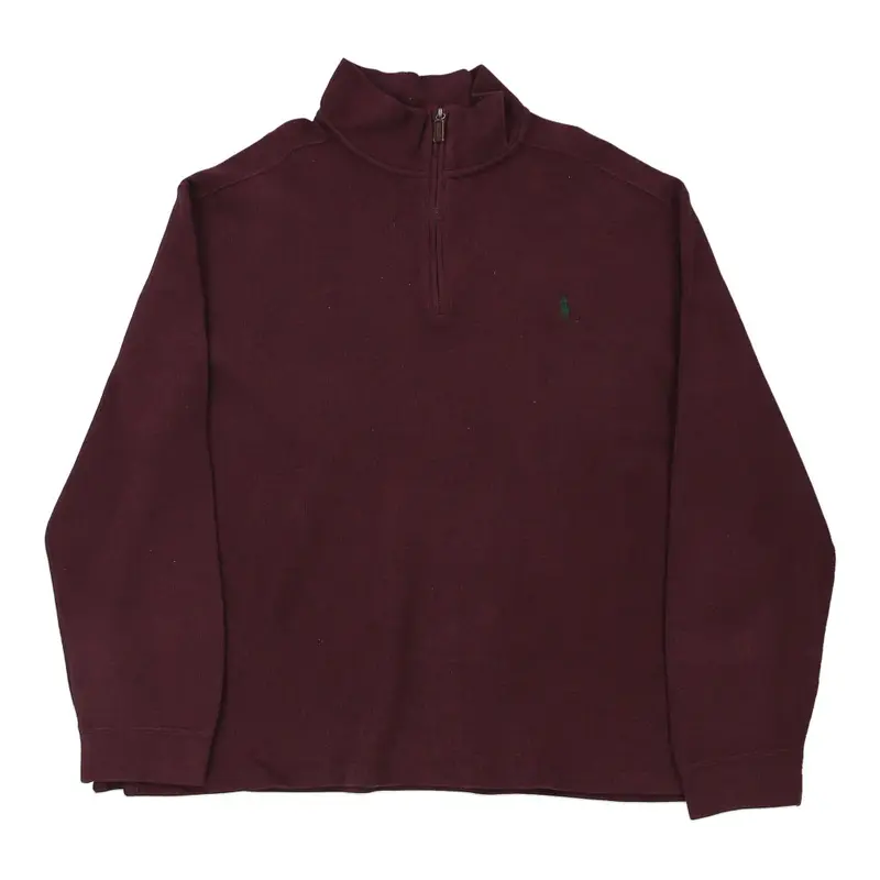 Ralph Lauren 1/4 Zip - 2XL Burgundy Cotton