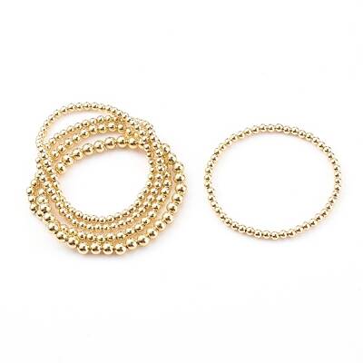 Round Brass Beaded Stretch Bracelets