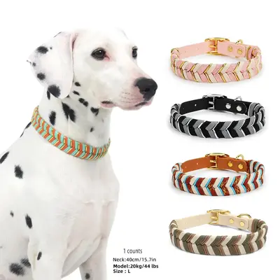 Adjustable Pet Collar, 1 Count Handmade Braid Design Pet Collar with Metal Buckle, Pet Supplies for Small Medium Large Dogs