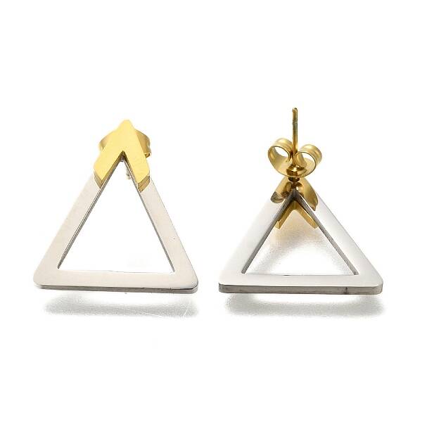 Ion Plating(IP) 304 Stainless Steel Hollow Triangle Stud Earrings