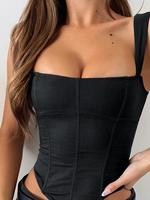 Women's Plain Asymmetrical Hem Backless Lace Up Grommet Eyelet Tank Top, Street Fashion Casual Square Neck Sleeveless Top for...