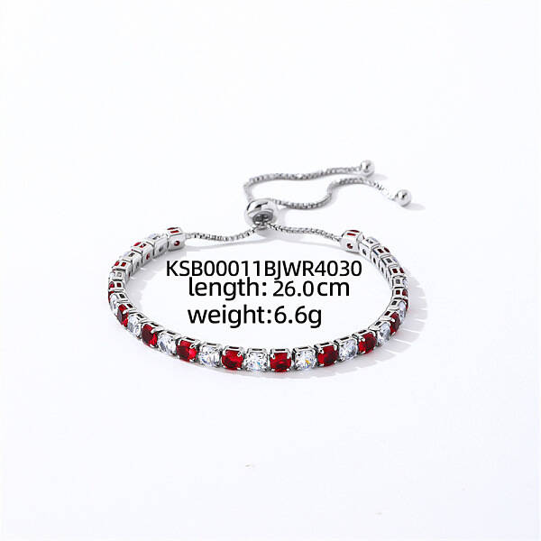 Brass Micro Pave Cubic Zirconia Slider Bracelets for Woman