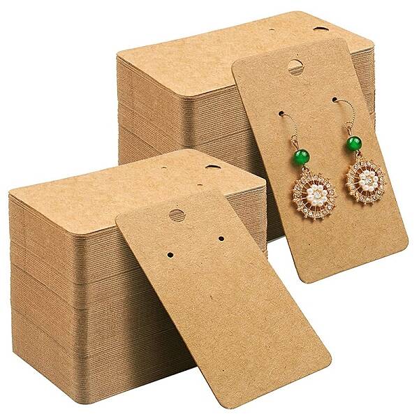 Kraft Paper Single Earring Display Cards with Hanging Hole