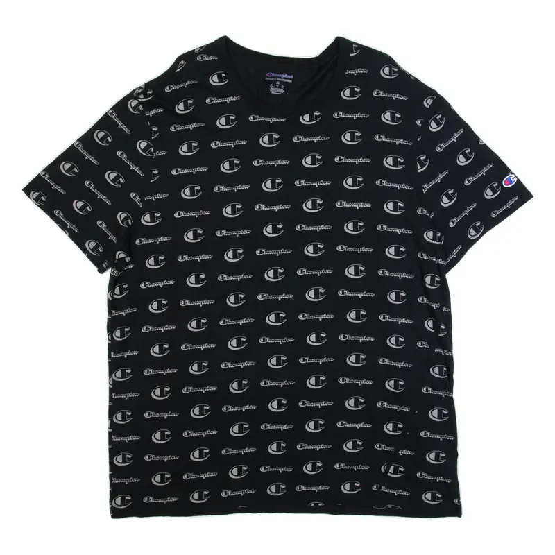 CHAMPION All Over Print Mens T-Shirt Black XL