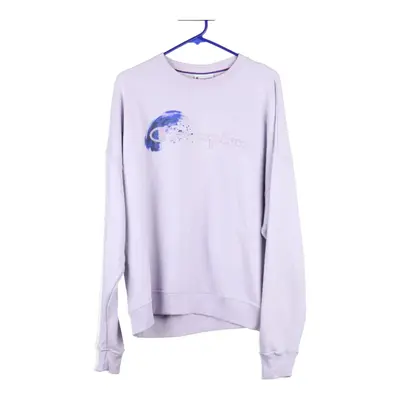 Champion Spellout Sweatshirt - XL Purple Cotton Blend
