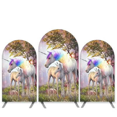 Aperturee Forest Unicorn Theme Birthday Party Arch Backdrop Kit | Diy Arch Backdrop Cover | Custom Arched Wall Covers | Custo...
