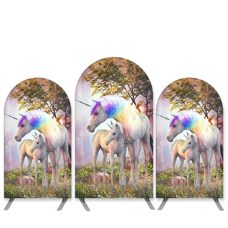 Aperturee Forest Unicorn Theme Birthday Party Arch Backdrop Kit | Diy Arch Backdrop Cover | Custom Arched Wall Covers | Custo...