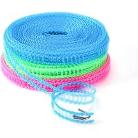 3-Pack Windproof Nylon Clothesline (5m/16.4ft) – Adjustable Portable Laundry Line in Pink, Blue, and Green for Indoor, Outd...