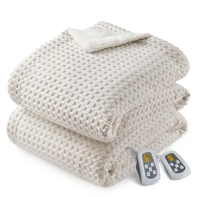 Garvee Heated Blanket King Size with LCD Dual Controller, Waffle Weave Fast Heating Electric Blankets, 10 Heat Levels & 1-12H...