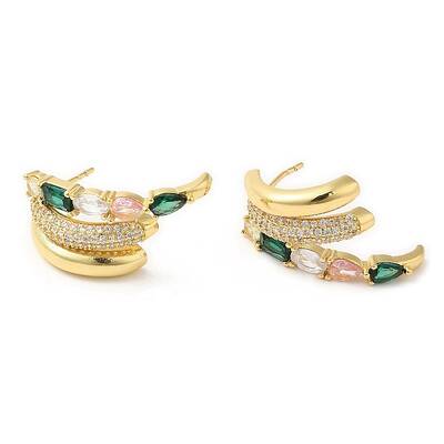 Emerald Rhinestone Claw Stud Earrings