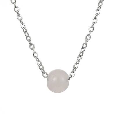Natural Rose Quartz Round Bead Pendant Necklaces
