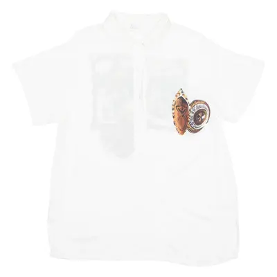 FIONA Womens Shirt White Crazy Pattern M