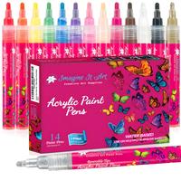 Acrylic Paint Markers, 14-Colors, 3mm Medium Tip Art Markers, Paint Pens, Great for Rock Painting Glass Wood Ceramic Fabric M...