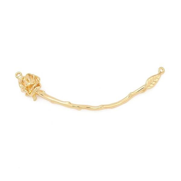 Brass Curved Bar Flower Connector Charms
