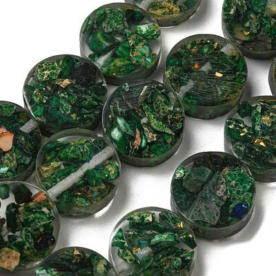 Dyed Natural Imperial Jasper with Resin Beads Strands