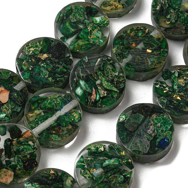 Dyed Natural Imperial Jasper with Resin Beads Strands