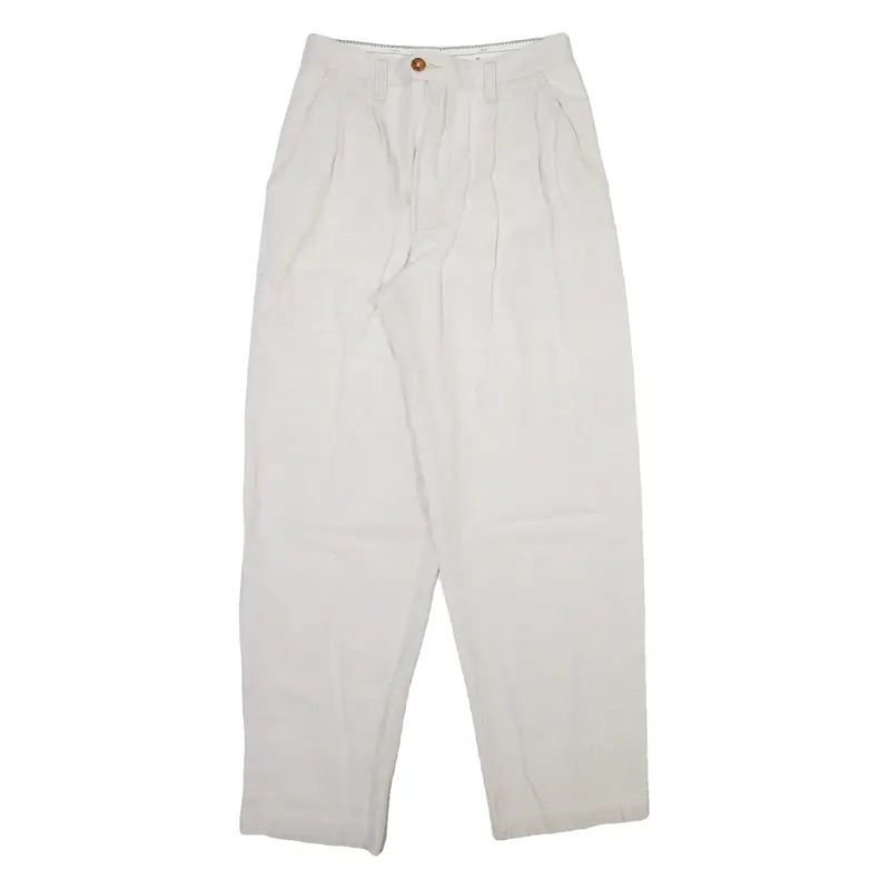GARRY Womens Trousers Beige Relaxed Tapered Linen W28 L29