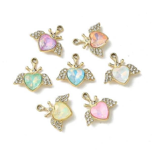 UV Plating Alloy Mixed Color Glass Rhinestone Pendants