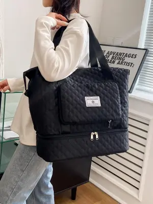 Summer Large Capacity Oxford Cloth Zipper Travel Bag, Dry & Wet Separation Bag for Sports Fitness and Swimming, Independent S...