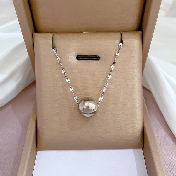Non-Tarnish 304 Stainless Steel Round Ball Pendant Necklaces