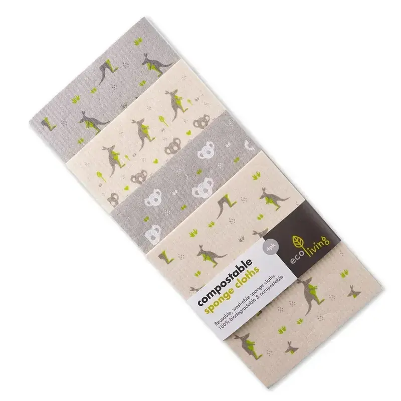 Compostable Sponge Cleaning Cloths | Size: 4 Pack | Color: Wildlife Rescue
