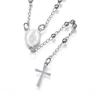Non-Tarnish 304 Stainless Steel Rosary Bead Necklaces
