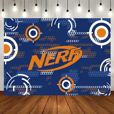 Aperturee Blue Orange Nerf Theme Game Party Backdrop For Boy