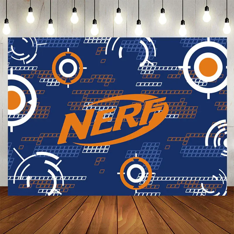 Aperturee Blue Orange Nerf Theme Game Party Backdrop For Boy