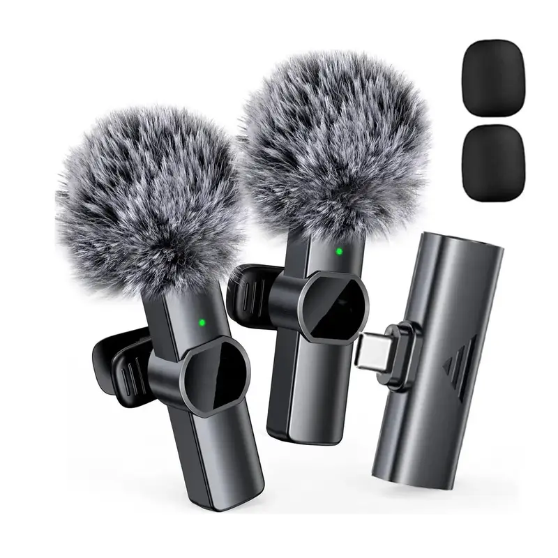 Wireless Lavalier Microphone, 1 Set Long Standby Lapel Mic, Professional Wireless Collar Clip Microphone for Phone, Cordless ...