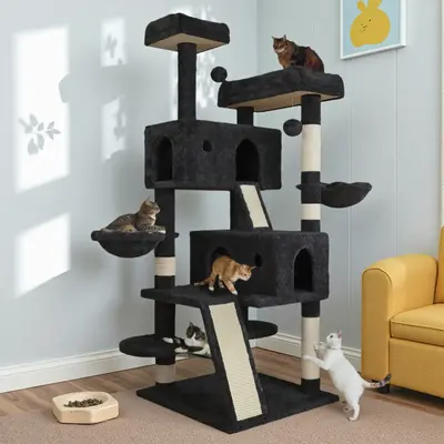 MUTICOR Multi-Level Cat Tree Tower 65 inch for Indoor Big Cats with Cozy Plush Perches,Cat Condo,Sisal Scratching Posts & Ham...