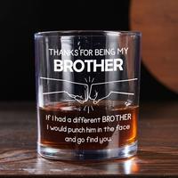 Thanks For Being My Brother Stemless Wine Glass - Hand-Engraved, Dishwasher-Safe, Durable, Elegant Design, Perfect for Every ...