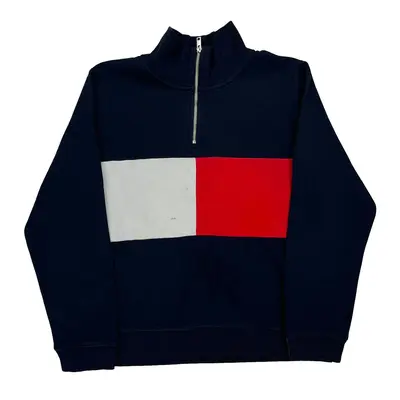 Tommy Hilfiger 1/4 Zip - Large Navy Cotton Blend