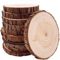 Unfinished Natural Wood Slices, 10pcs/set 3.9-4.7 Inch Round Disc Wood Coaster, DIY Craft Wood Kit for Crafts, Rustic Wedding...