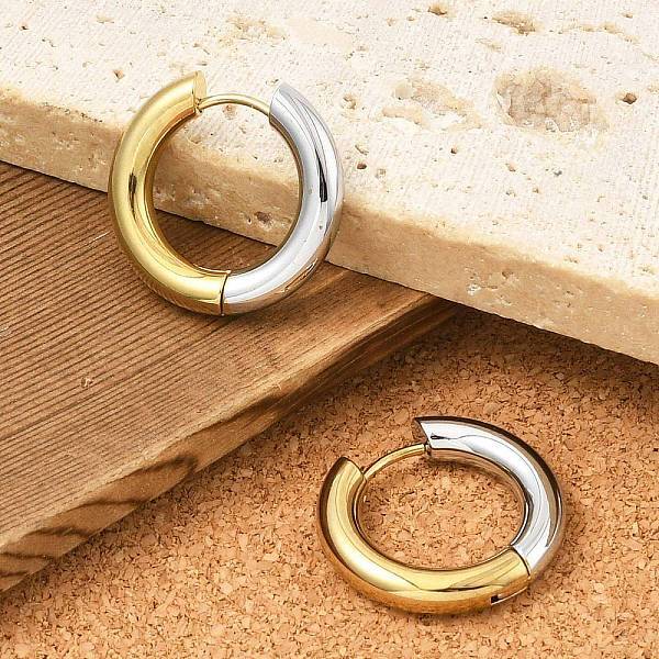 201 Stainless Steel Two Tone Hoop Earrings