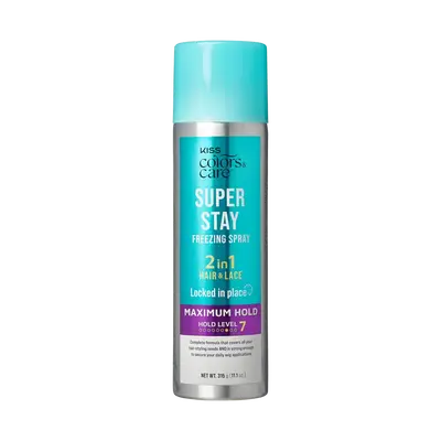 KISS Colors & Care Super Stay Freezing Spray - Maximum Hold, 11.1oz. - Daily Hair Styling, Safe on Skin & Hair, Easy Wash Out...