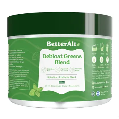BetterAlt Greens Blend | Mint Flavor | 15 Super Greens-Blend of Spirulina, Moringa & More | Vegan Super Greens Powder | 5.29o...