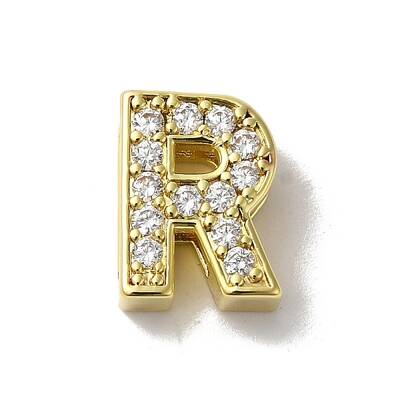 Brass Micro Pave Cubic Zirconia Beads