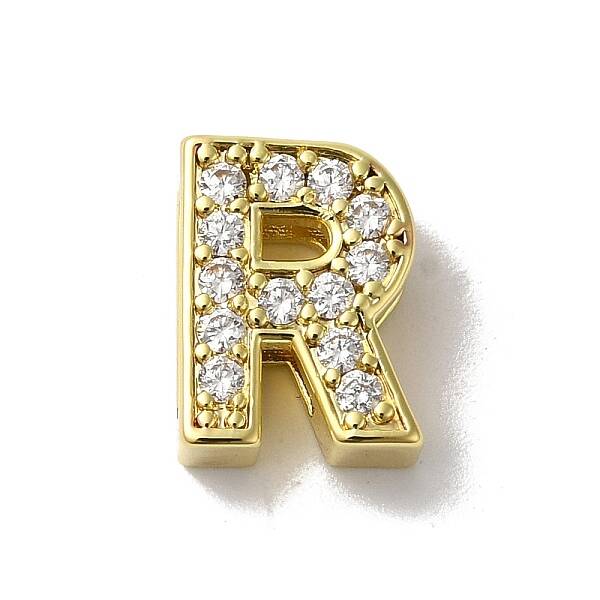 Brass Micro Pave Cubic Zirconia Beads