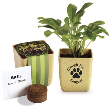 150 Custom Flower Pot Set With Basil Seeds - Bamboo & Eco-Friendly