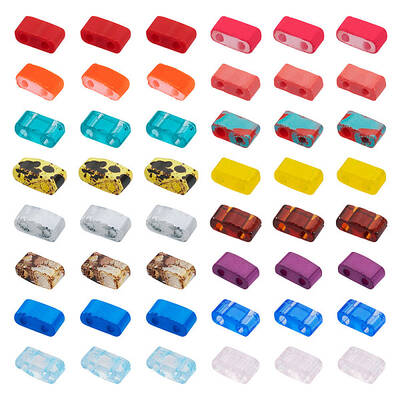 320Pcs 16 Styles 2-Hole Glass Seed Beads