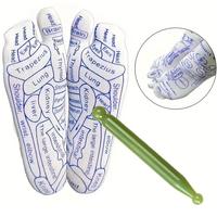 Foot Massage Tool Set, 3 Counts/set Foot Massage Socks & Manual Massaging Double-ended Stick, Manual Massager Tool Set for Ho...