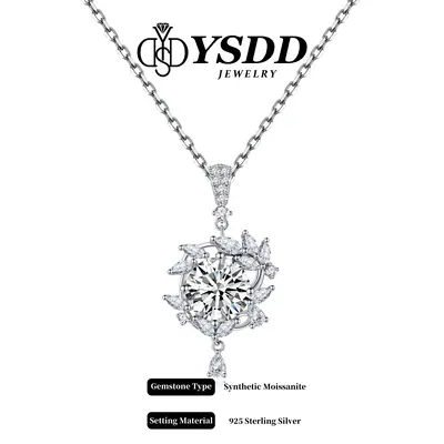 ă#376ă2CT Exquisite Leaf Synthetic Moissanite Necklace in 925 Sterling Silver