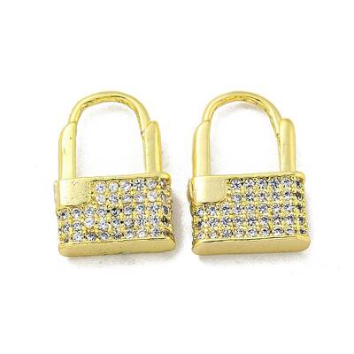 Brass Micro Pave Cubic Zirconia Hoop Earring