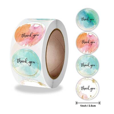 4 Styles Self-Adhesive Thank You Stickers Roll