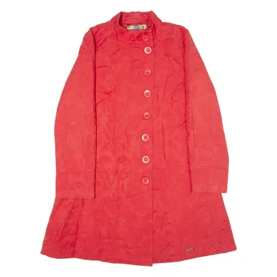 DESIGUAL Womens Trench Coat Red Paisley UK 18
