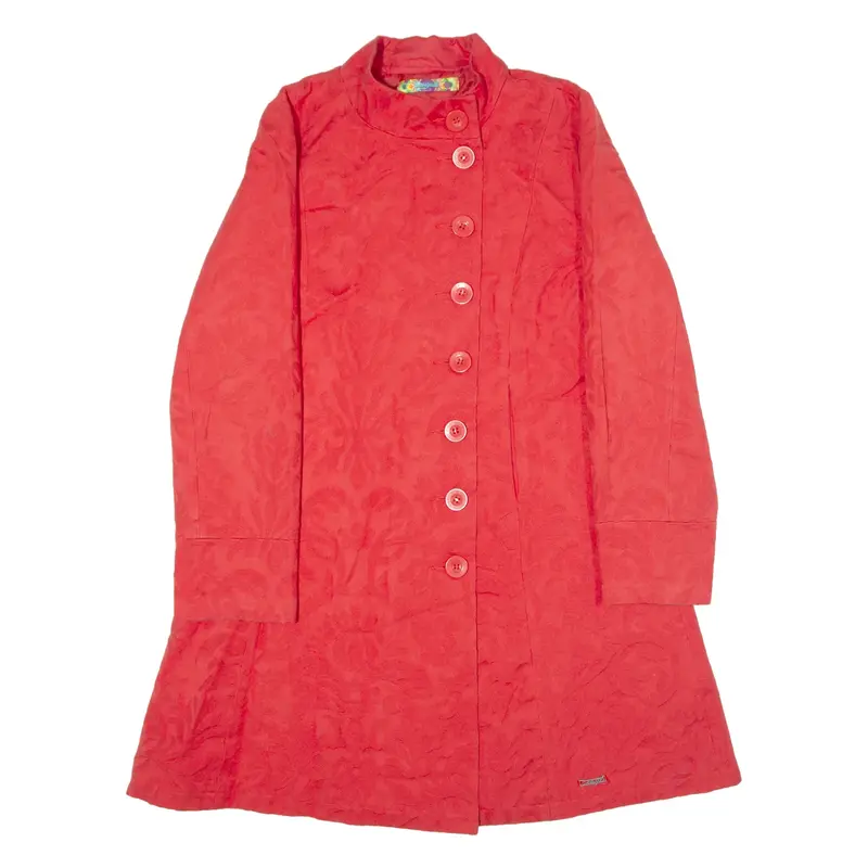 DESIGUAL Womens Trench Coat Red Paisley UK 18
