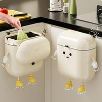UFORU Cartoon Design Hanging Trash Can with Hook, 1 Large Capacity Wall-mounted Trash Can with Lid for Home Kitchen and Bathr...