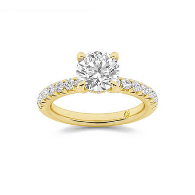 Embers Half Coverage Hidden Halo Round Lab Grown Diamond Engagement Ring | 14K Yellow Gold 4 1/4 CT. TW.