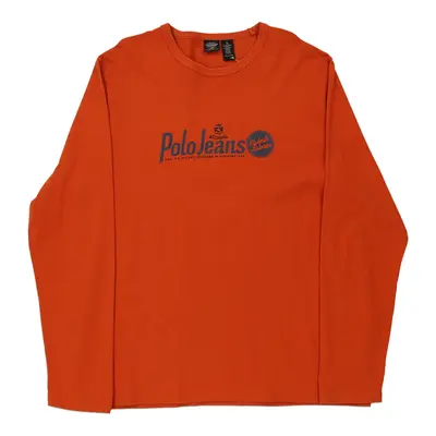 Ralph Lauren Spellout Long Sleeve T-Shirt - XL Orange Cotton