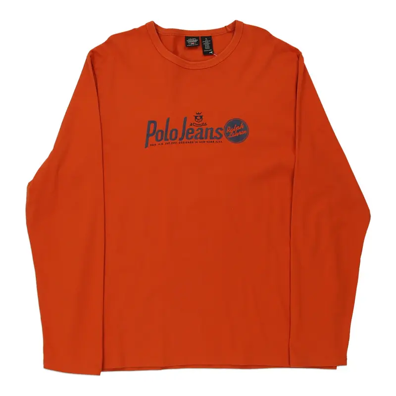 Ralph Lauren Spellout Long Sleeve T-Shirt - XL Orange Cotton
